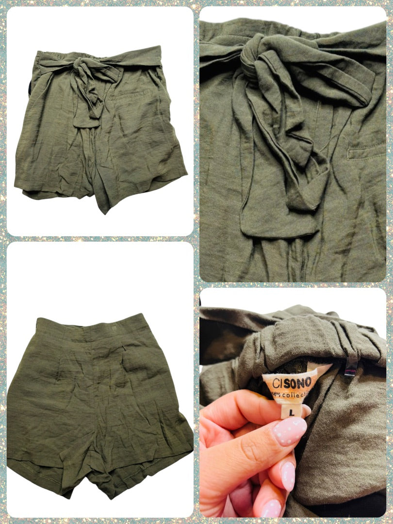 Cisano green paper bag shorts