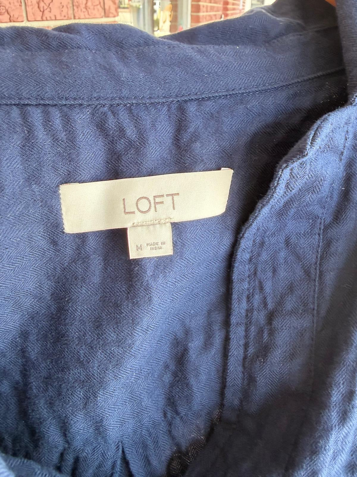 LOFT blue high low navy top