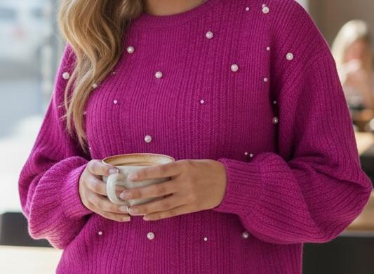 Magenta pearl sweater