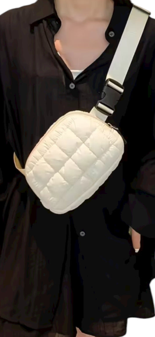 Quilted white belted bag