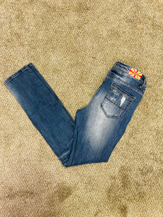 Machine denim jeans