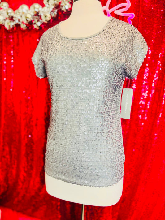 NY collection silver sequined top