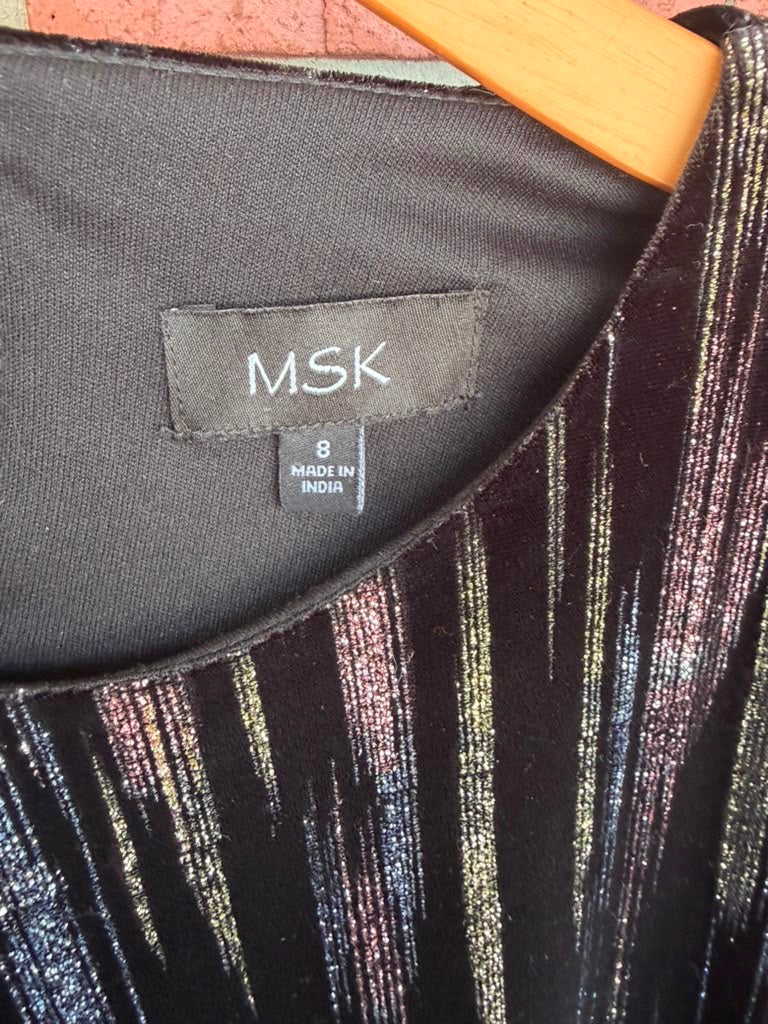 MSK Glitter Multicolor Velvet Long Sleeve Dress