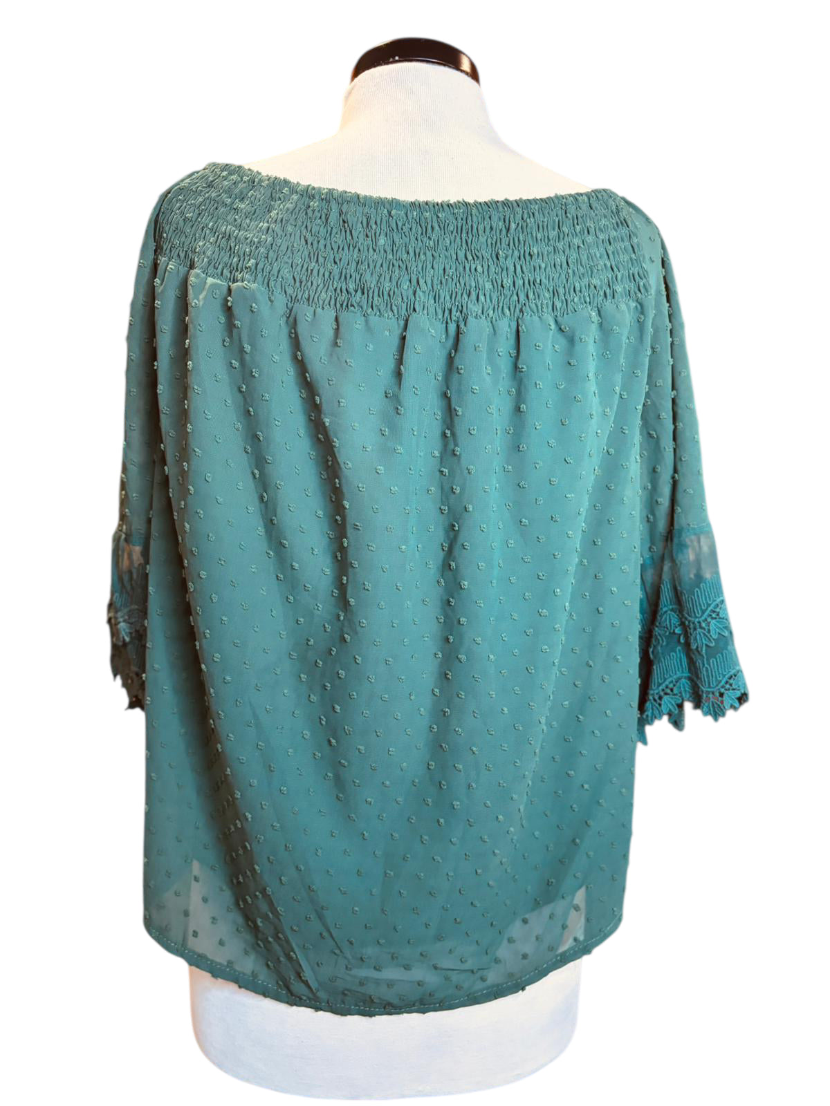 Green fancy off shoulders top