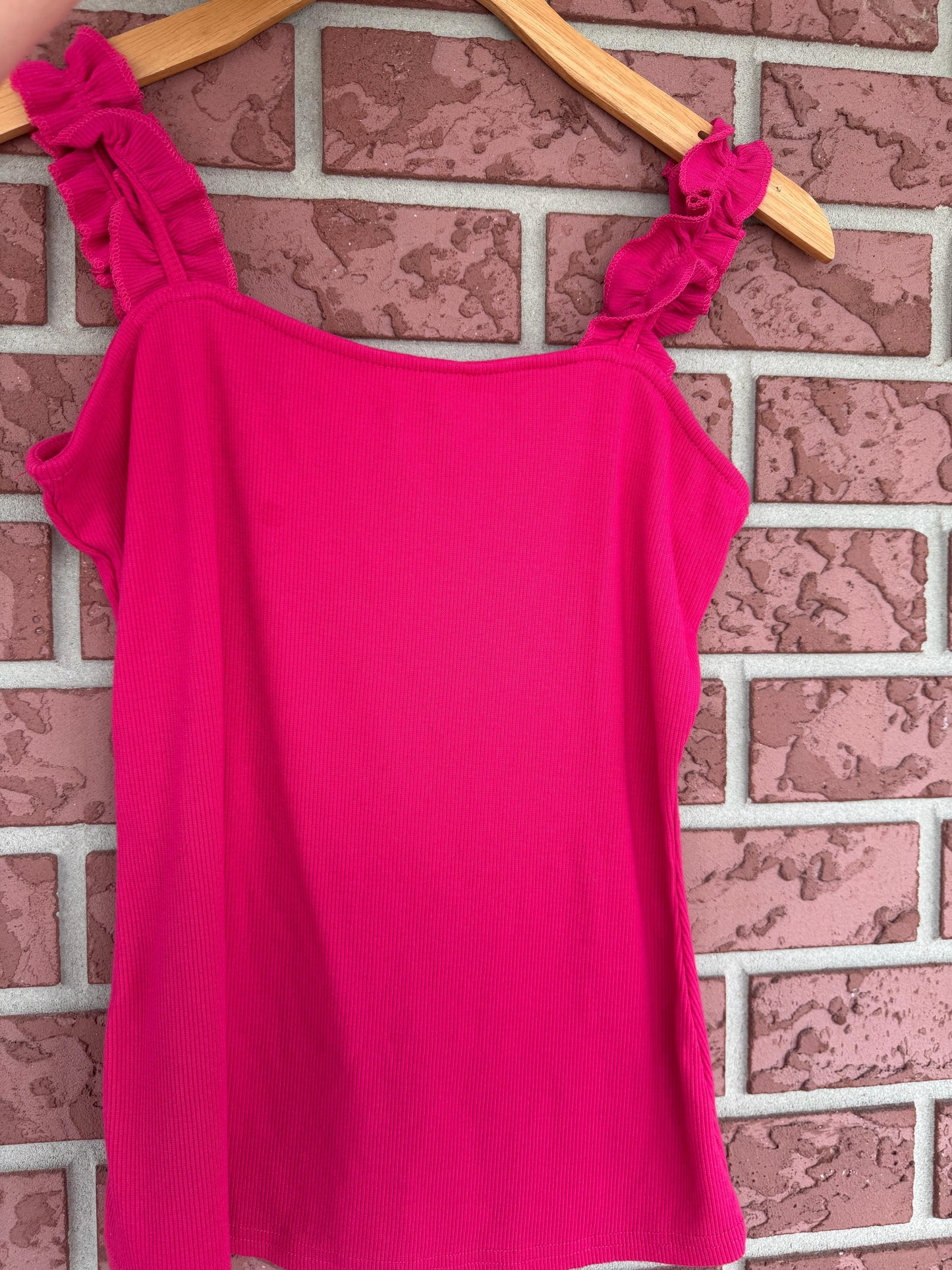 Hot pink ruffle tank