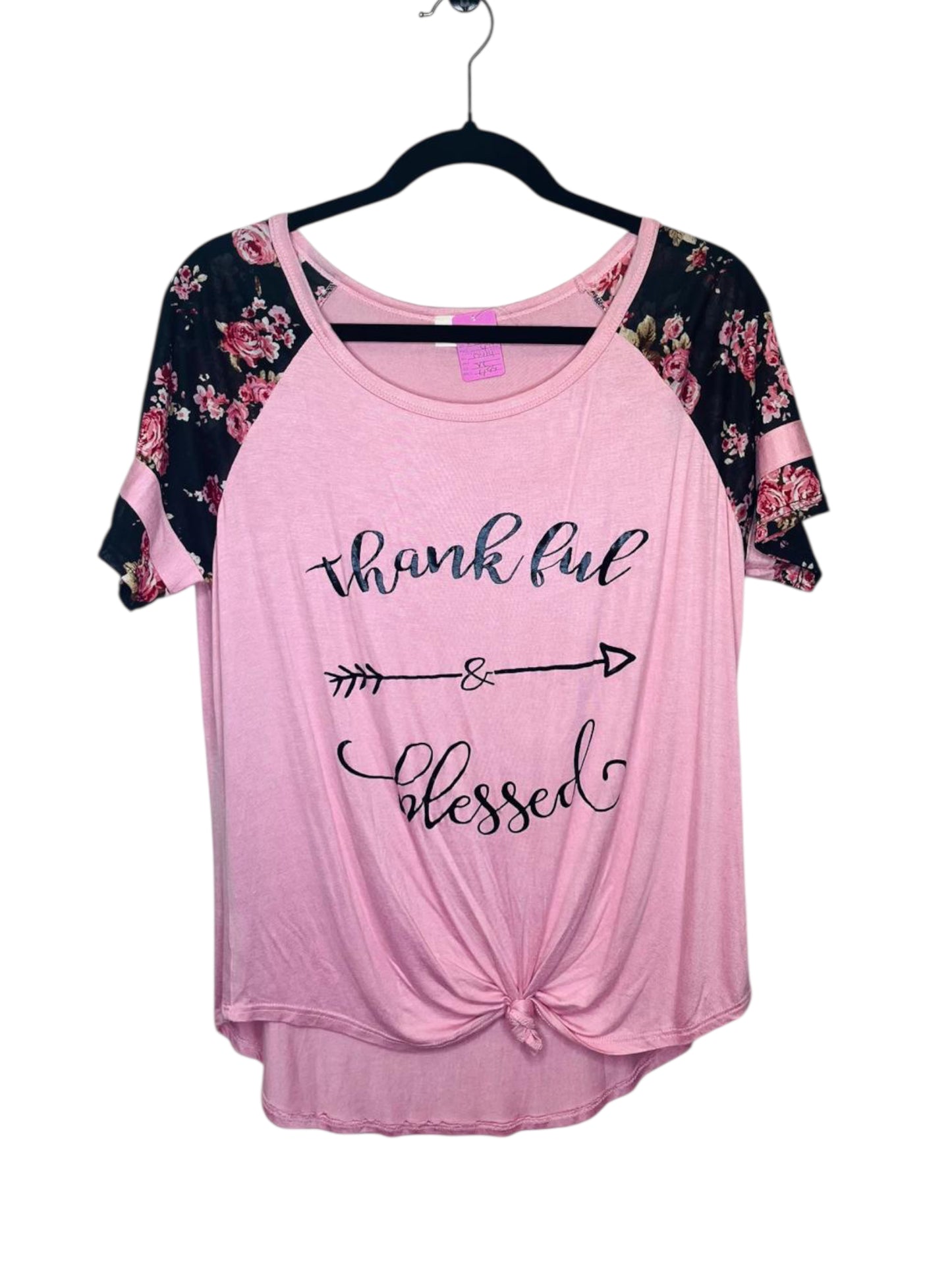 Thankful and Blessed Top pink