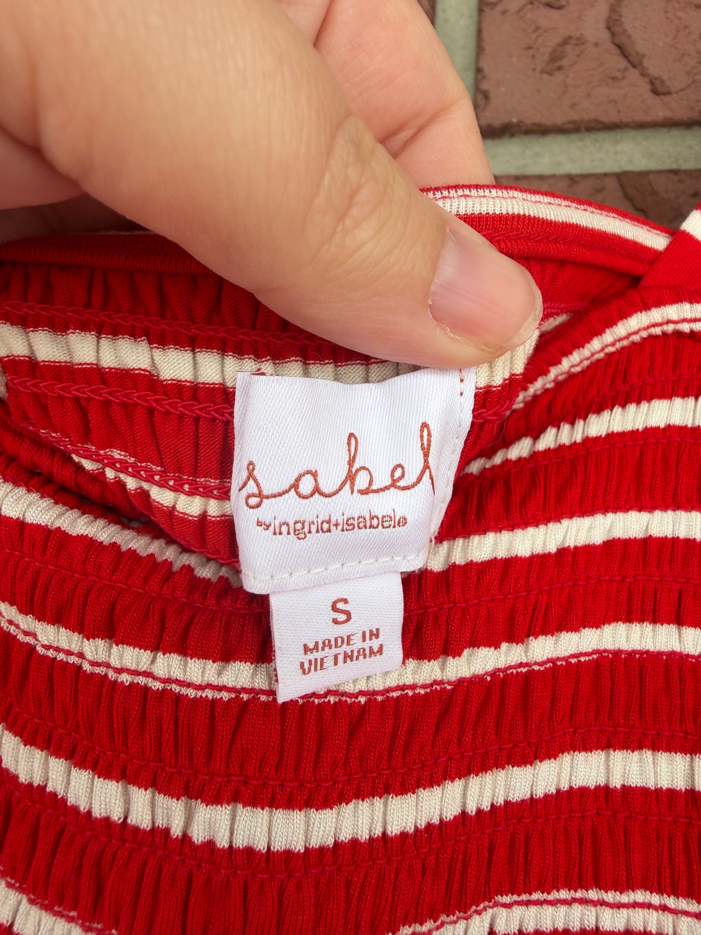 Isabel red strip tunic top