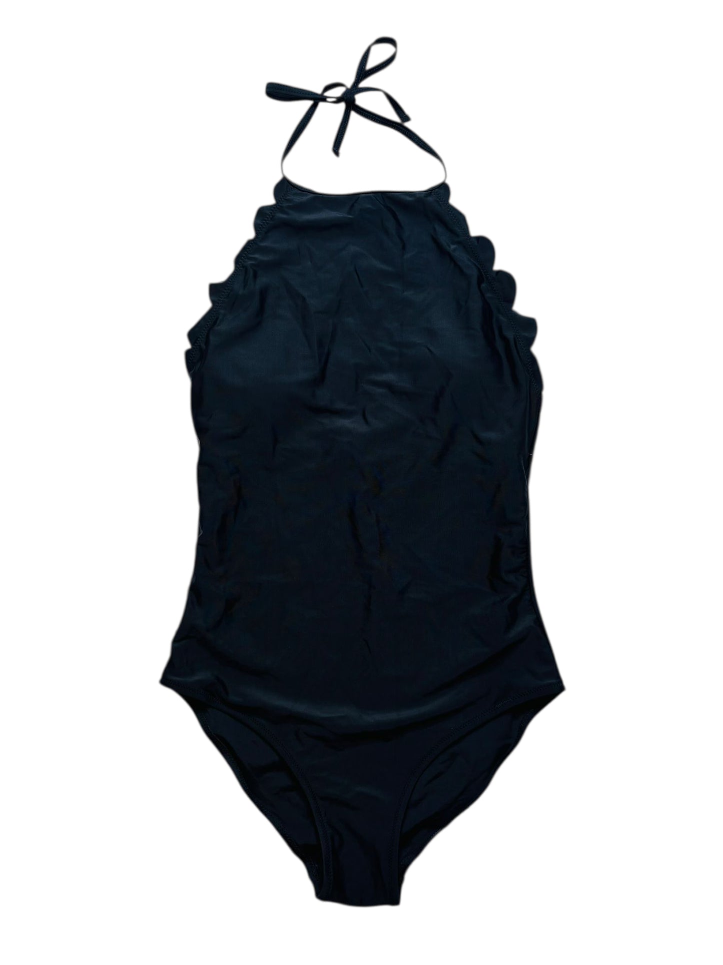 Scallop one piece swim suit black