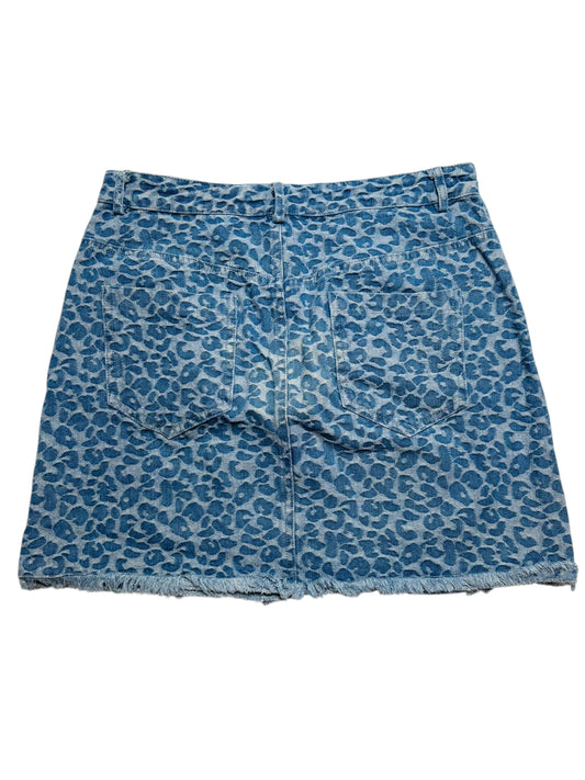 Lelis, blue cheetah denim skirt