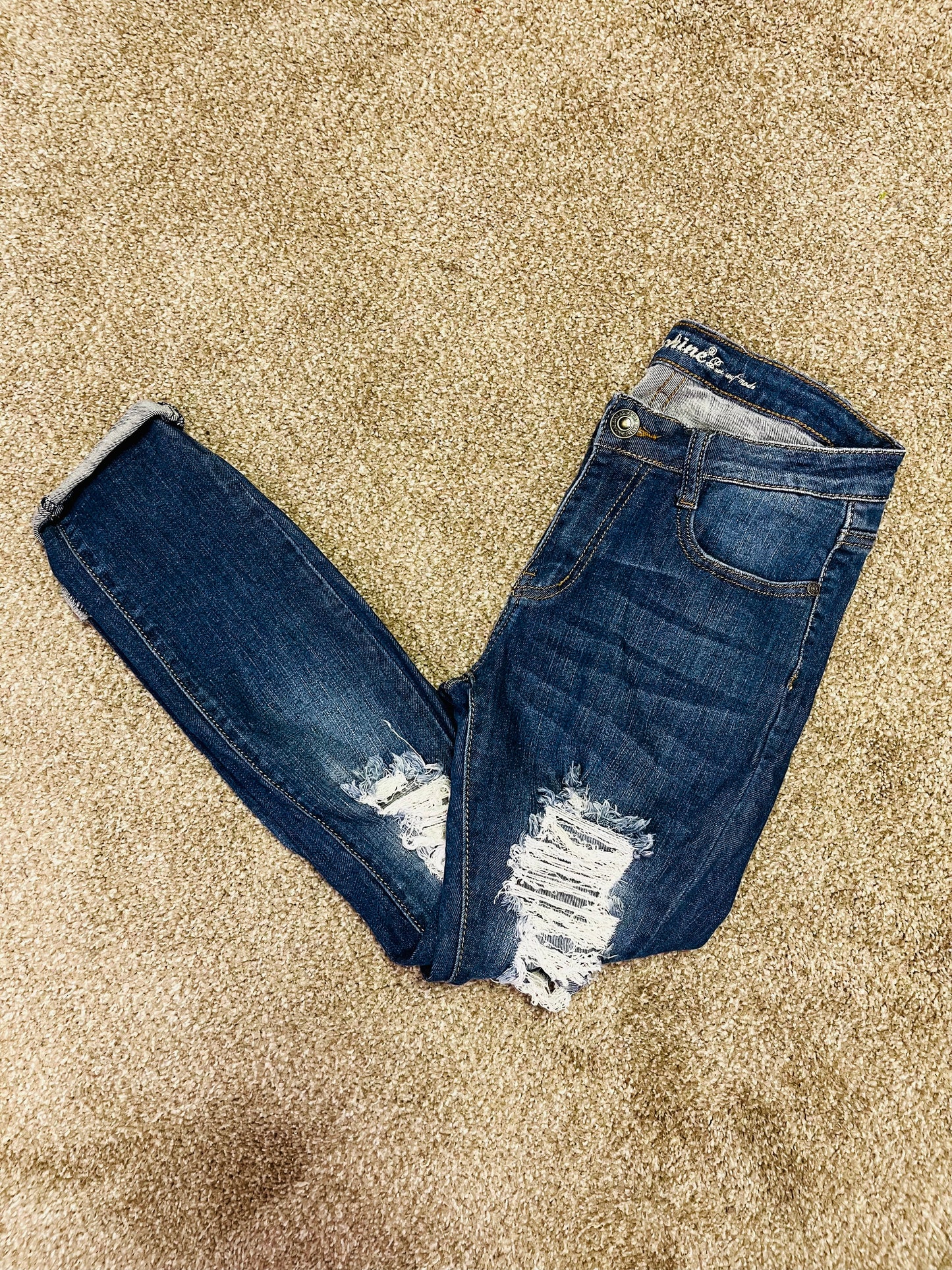 Machine jeans distressed denim