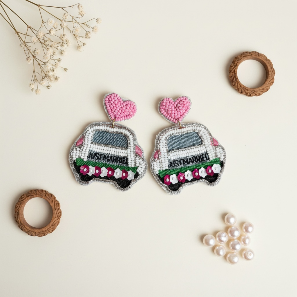 Just Married beaded earrings