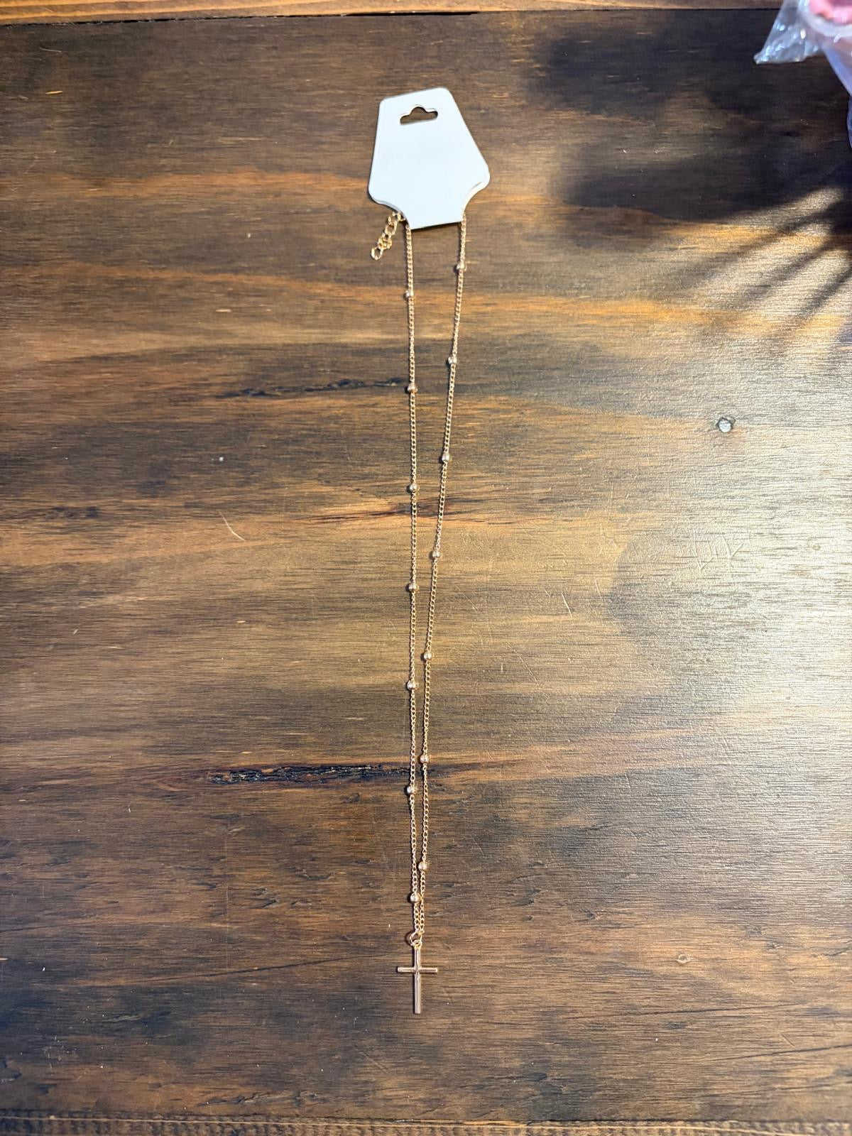 Gold Tone Cross Necklace