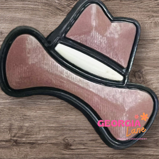 Brown cowboy hat shoe charm