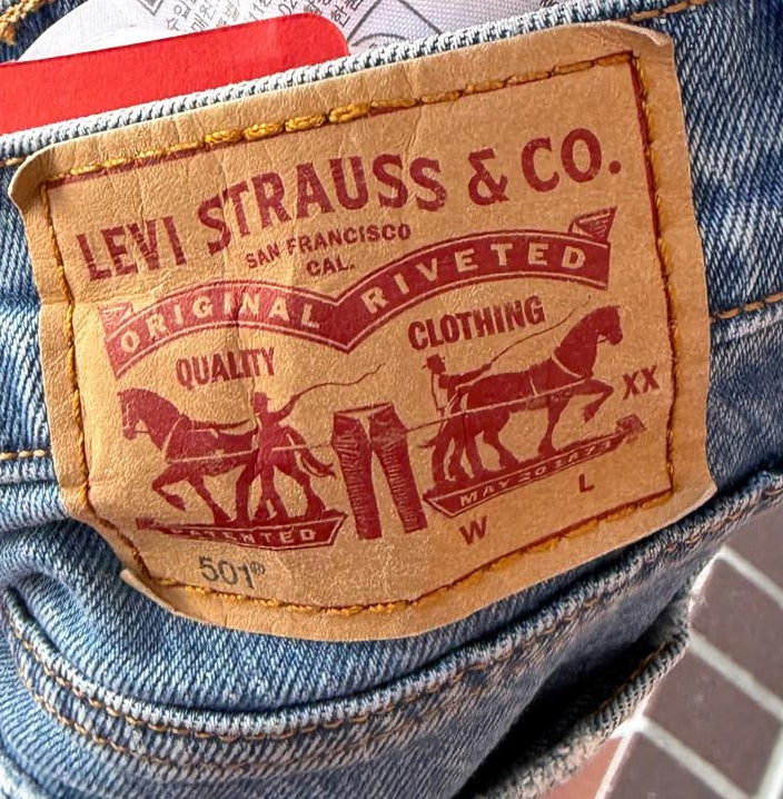 Levi Distressed Straight Leg Jeans
