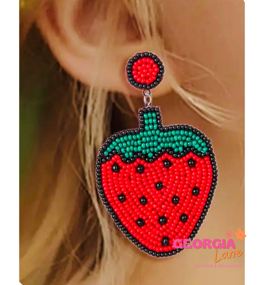 Beaded Strawberry earrings