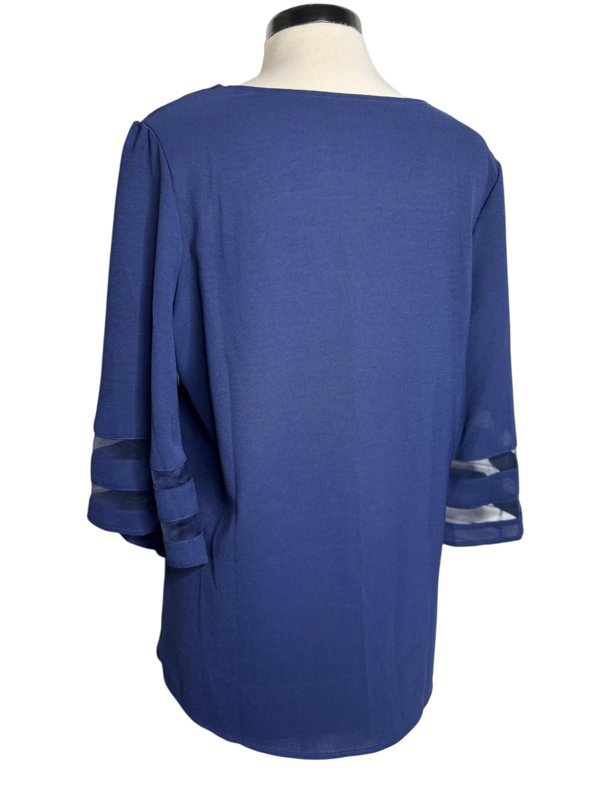 Peek a Book sleeve navy blue top