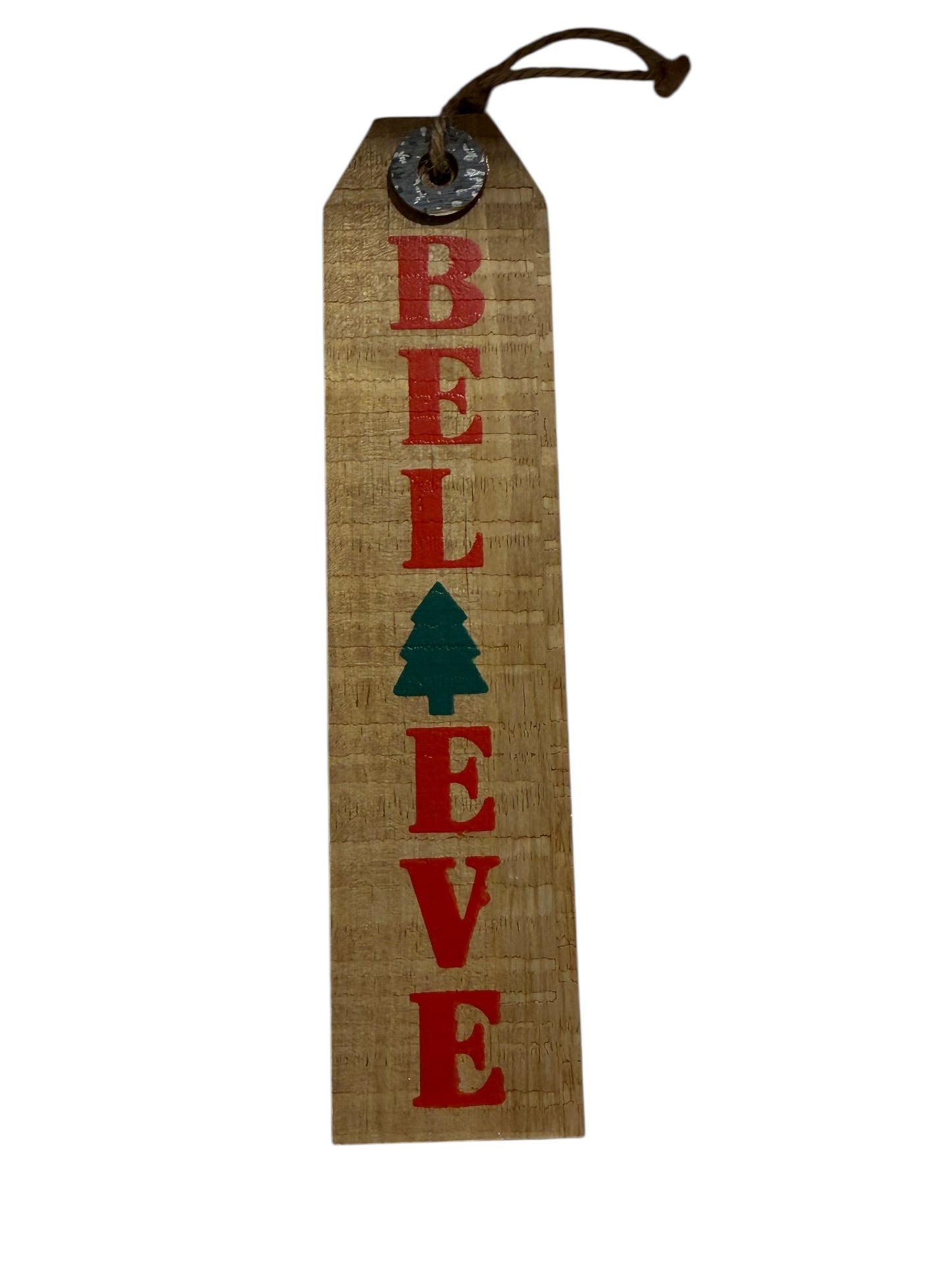 Believe wood Christmas ornament