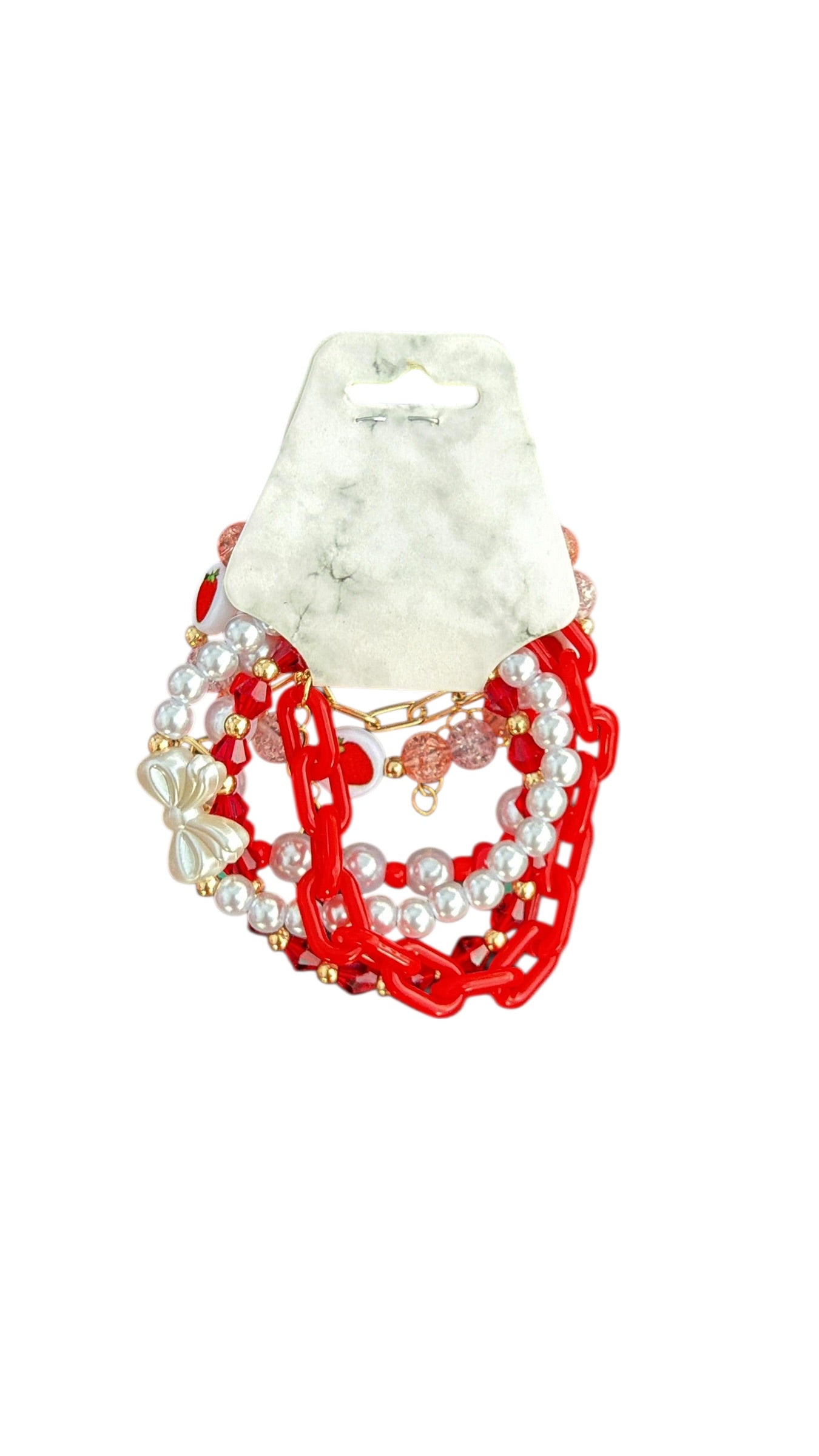 Strawberry bracelet stack