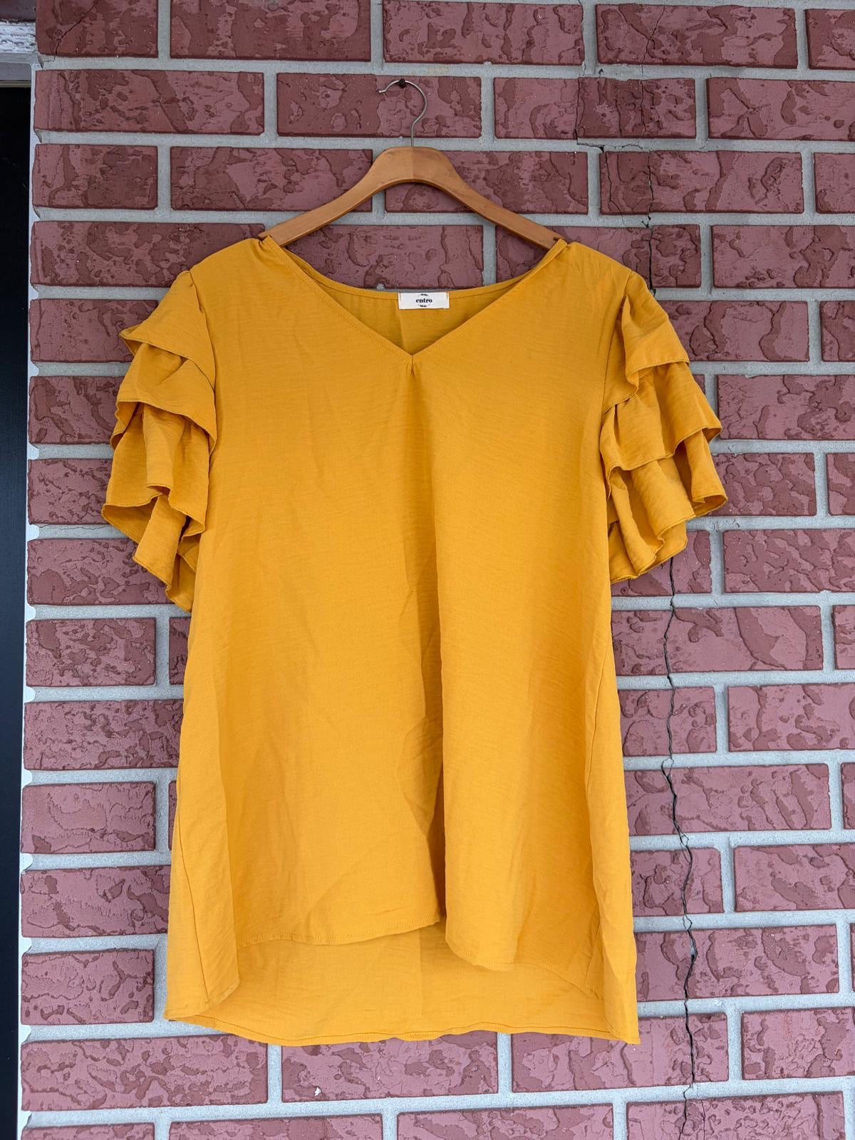 Entro Goldenrod ruffle sleeves top