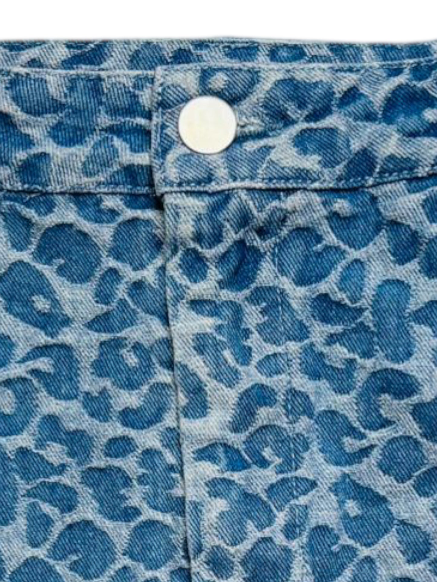Lelis, blue cheetah denim skirt