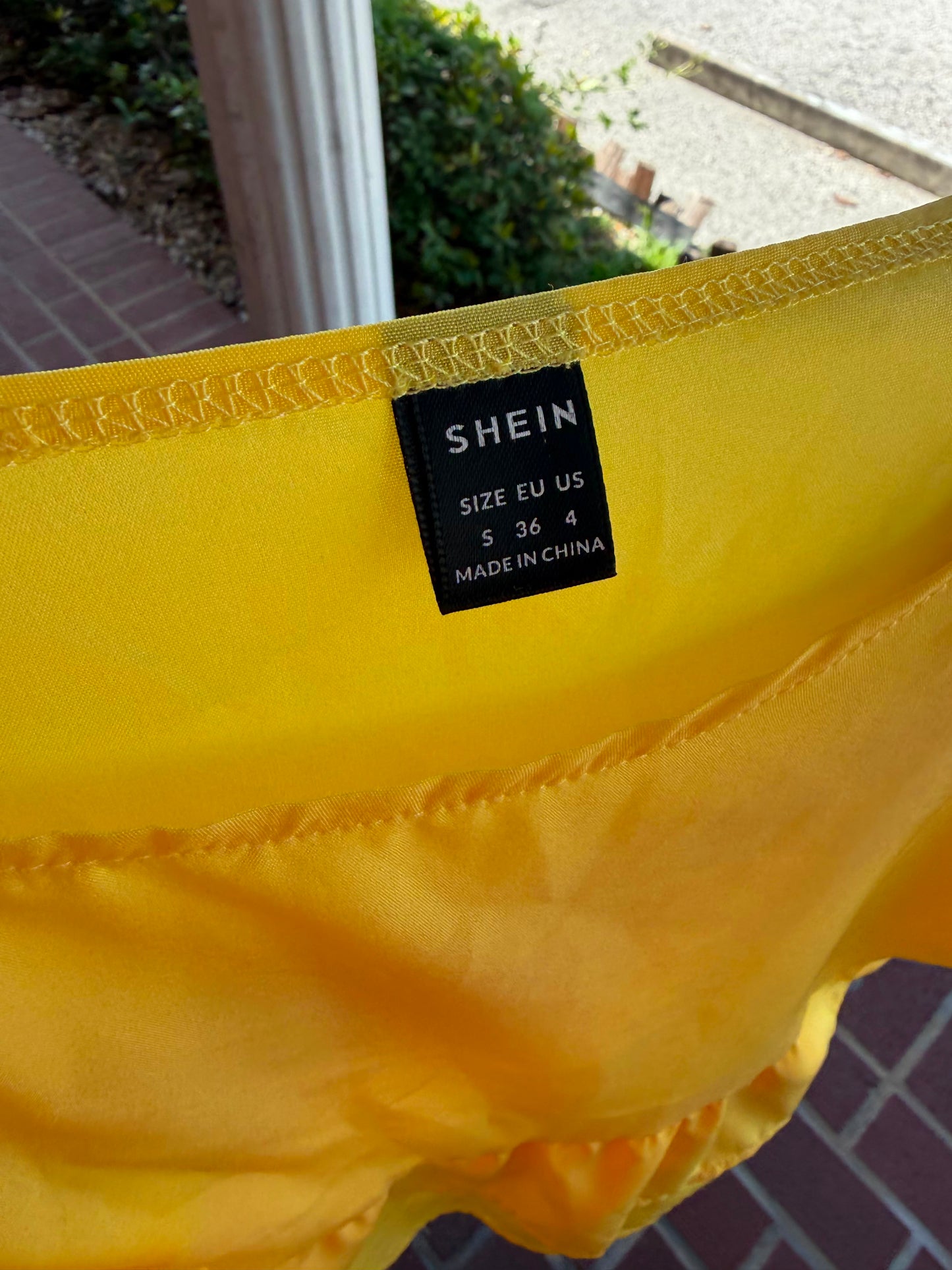 SHEIN yellow ruffle crop top
