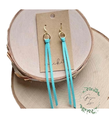 Turquoise leather earrings