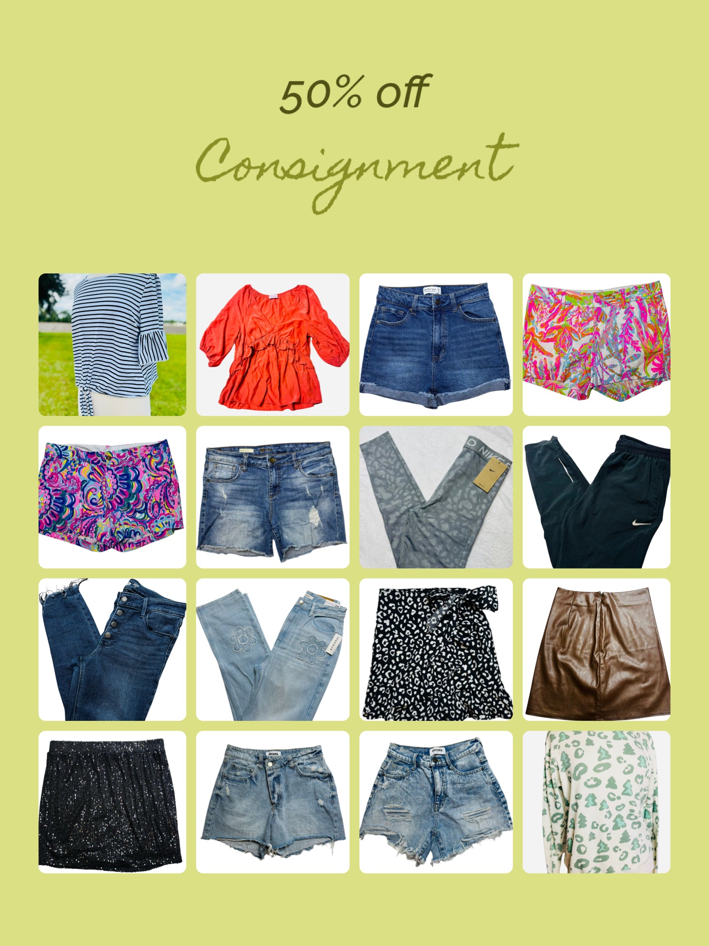 Consignment 50% off lowest price discount at check out