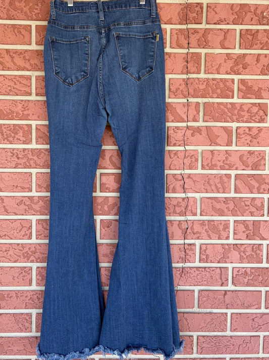 Vibrant dark denim bell bottoms
