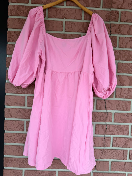 40015 SHEIN Pink Puff sleeve dress