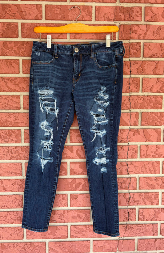 American Eagle Dark Wash Distressed Jeans