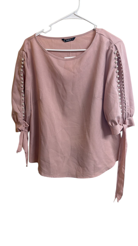 SHEIN pearl sleeve pink top