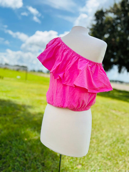 A new day hot pink ruffle top