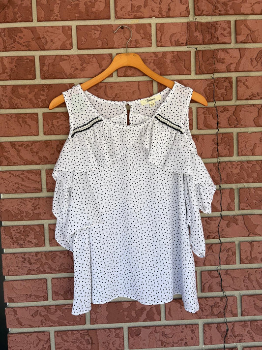 Takara cold shoulder polka dots ruffle top