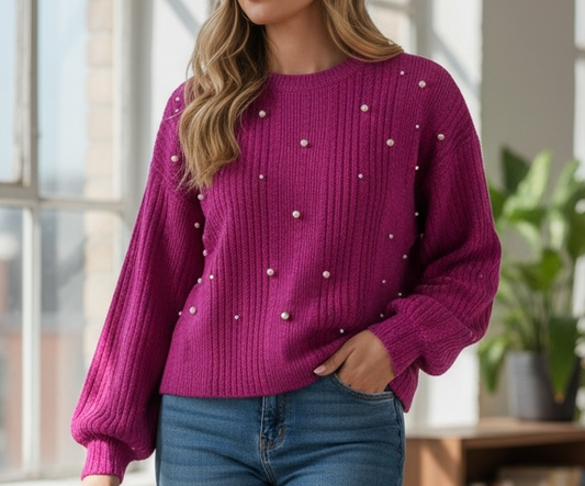 Magenta pearl sweater