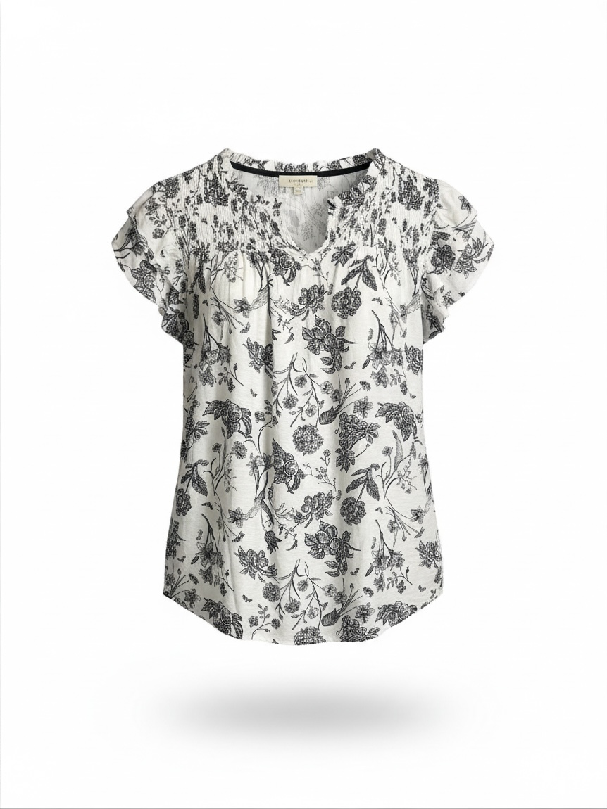 Black and White floral top