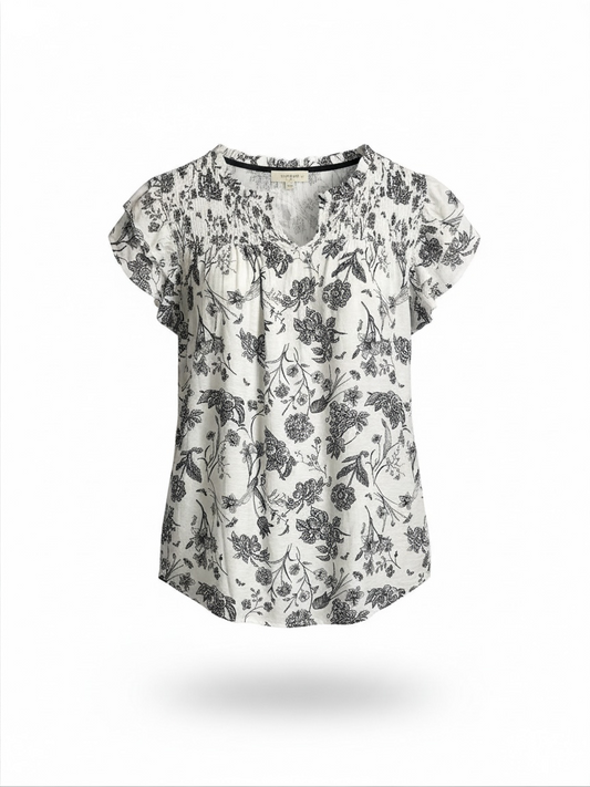 Black and White floral top