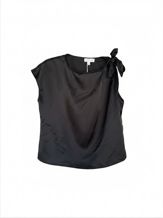 Black sleeveless bow top