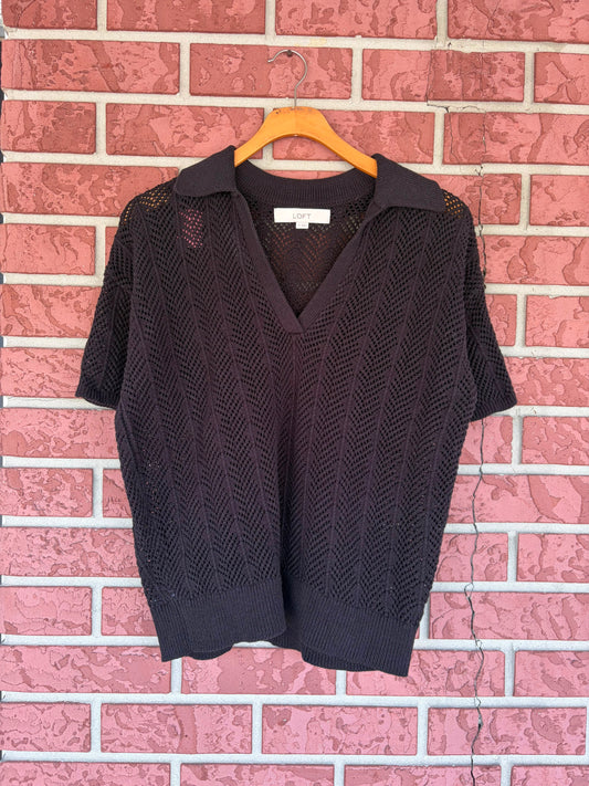 Loft black eyelet top