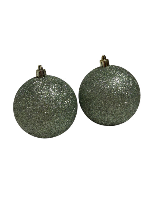 Green Glitter ornament set of 2