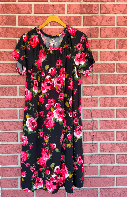 P!PHANY Red & Black Roses Dress