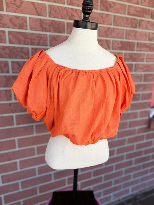 Puff sleeve orange crop top