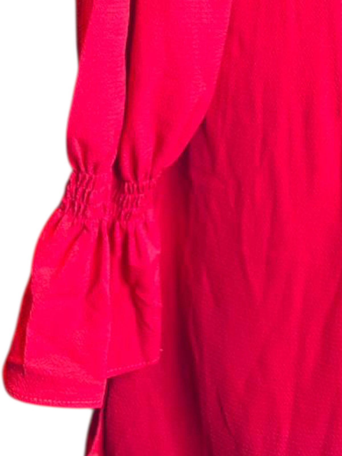 Vestidos red long sleeve ruffles dress