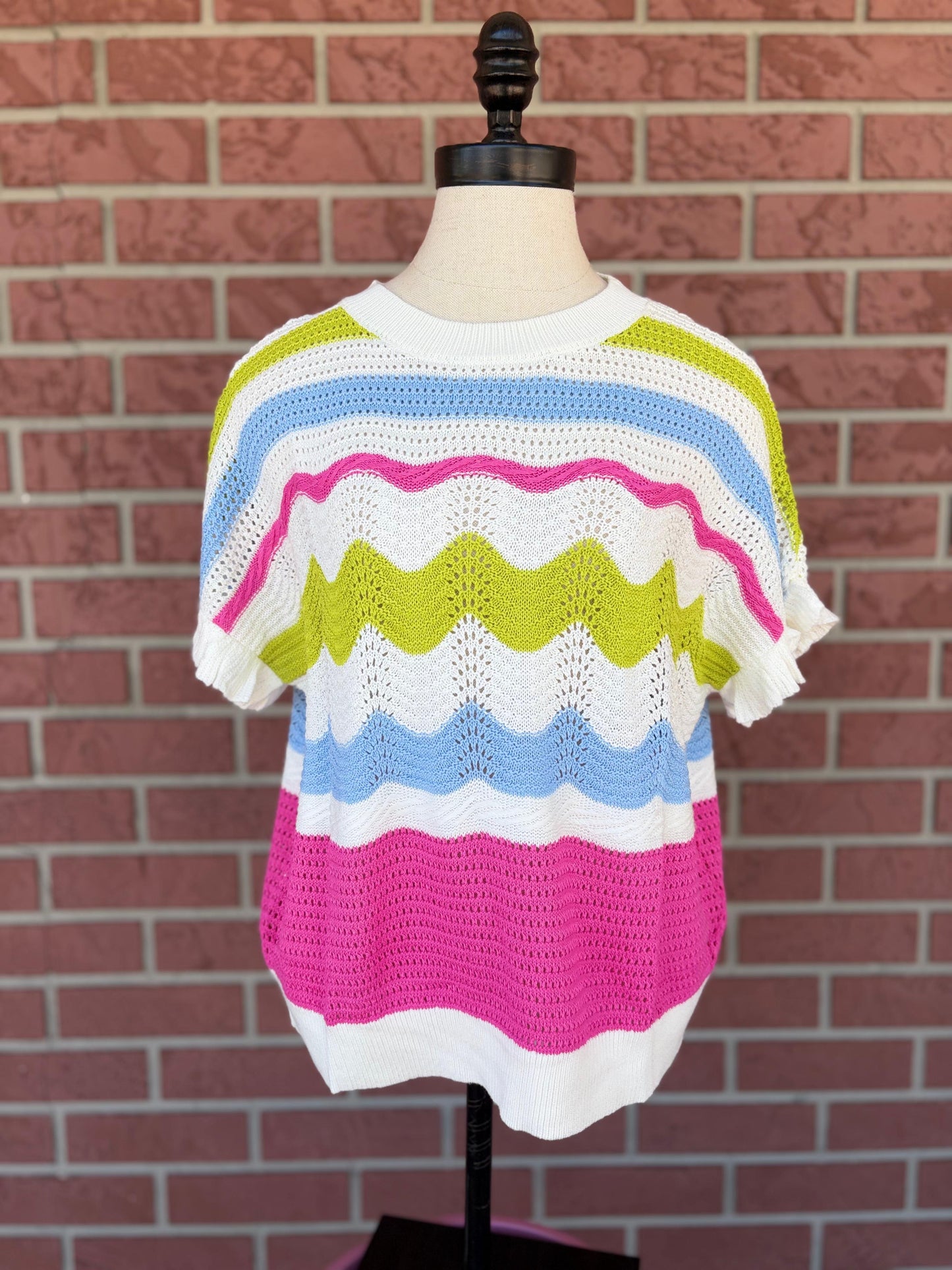 Summer Days Sweater top pink green blue