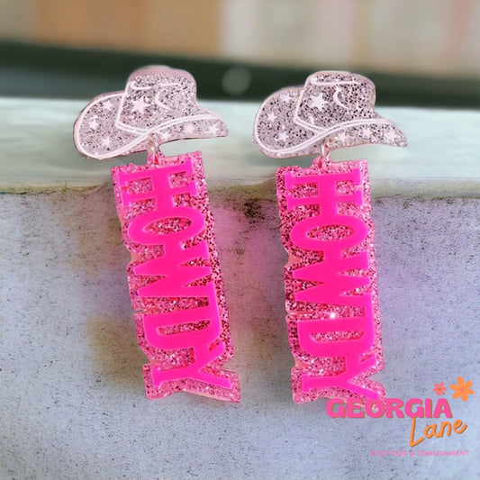 Howdy hot pink earrings