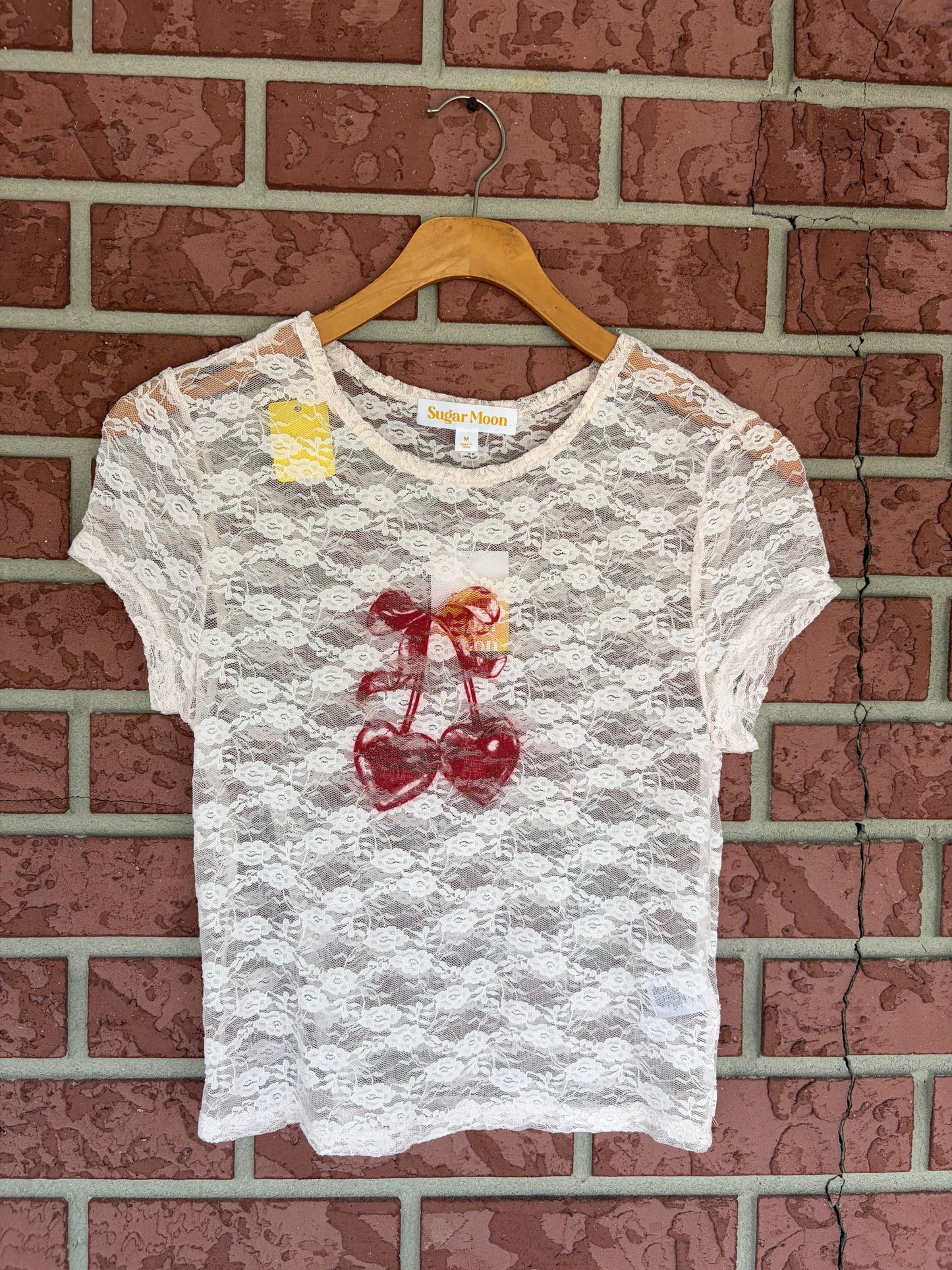 Sugar moon cherry lace top crop