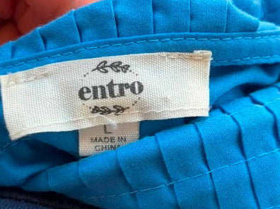 Entro Blue V-neck Ruffle Top