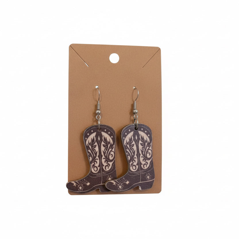 Brown Cowboy Boot Earrings