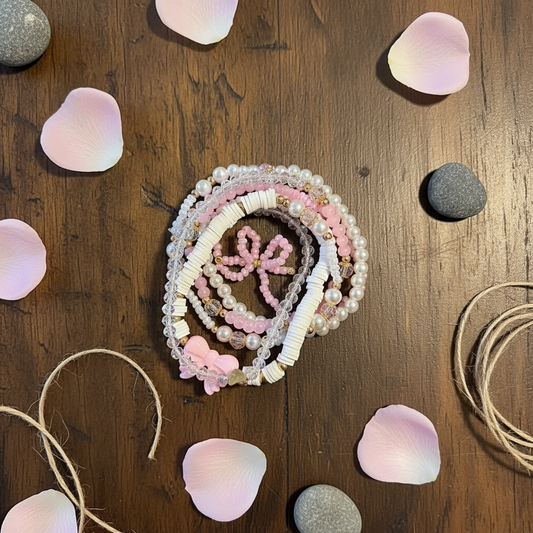 Pink Bow Bracelet Stack