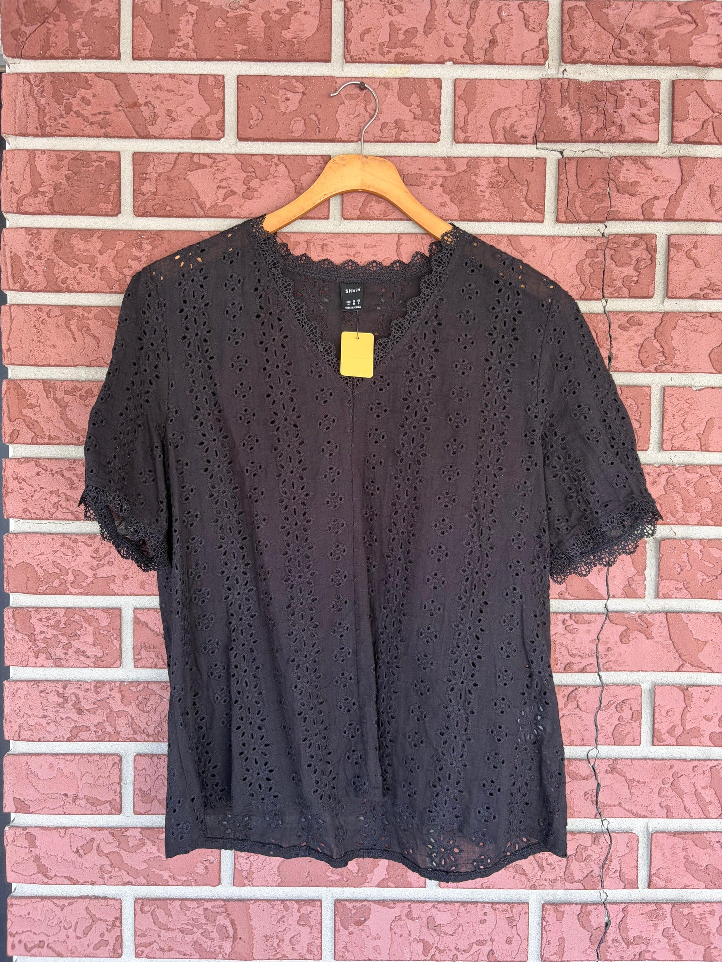 SHEIN black eyelet top