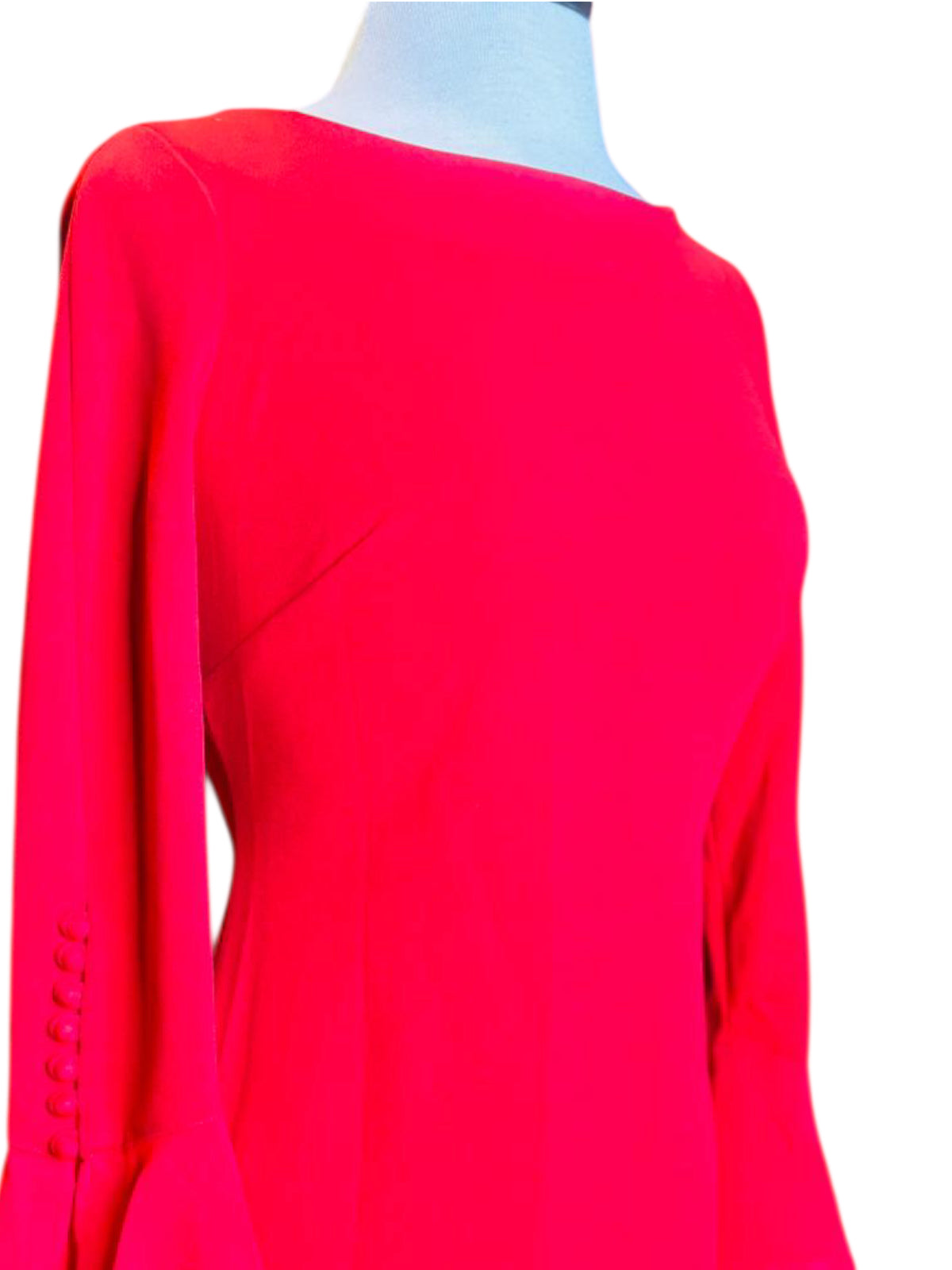 Calvin Klein red ruffle sleeve dress
